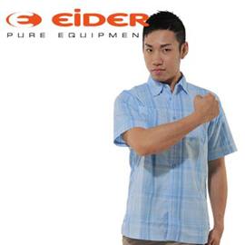 法國【EiDER】男款 Drycore ★型男最愛★ 短袖格紋排汗抗UV襯衫